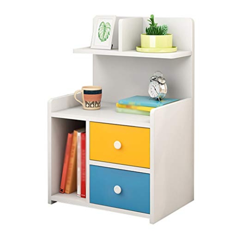 Comodino Bianco Camera Locker Colori Doppio pompaggio Piccolo Studio Soggiorno Corridoio Bagno Addensare di Legno Solido della Famiglia 40X24X40cm FANJIANI